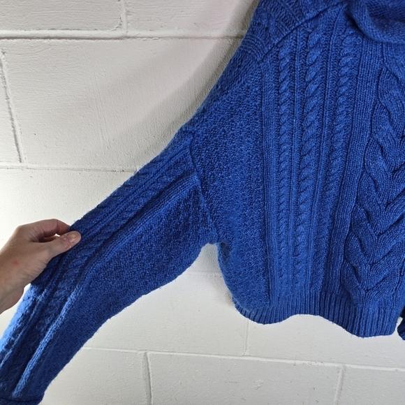 Anthropologie Pilcro blue cable knit rolled mock pullover sweater - Picture 9 of 11